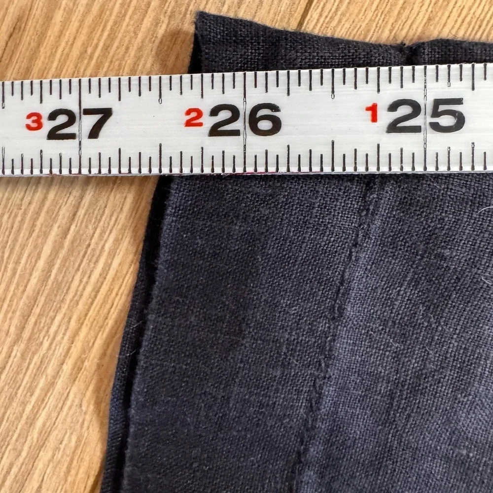 H&M Linen Blend Drawstring Trousers Sz 4 Black Coastal Grandmother Boho Chic EUC